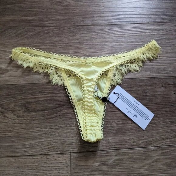 NWT For Love & Lemons | Faye lace thong in pale yellow - Picture 4 of 12